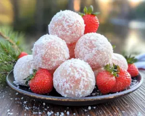 strawberry cookies recipe, festive snowball cookies, strawberry shortbread cookies, freeze-dried strawberry cookies, holiday snowball cookies