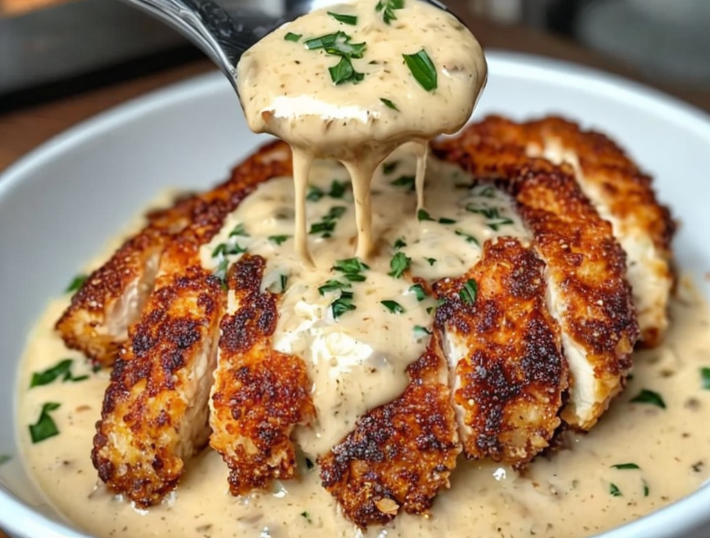 #CrispyChicken #ParmesanChicken #GarlicSauce #EasyDinnerIdeas #ComfortFood