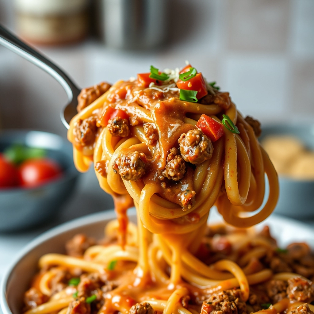 creamy-rotel-pasta-ground-beef