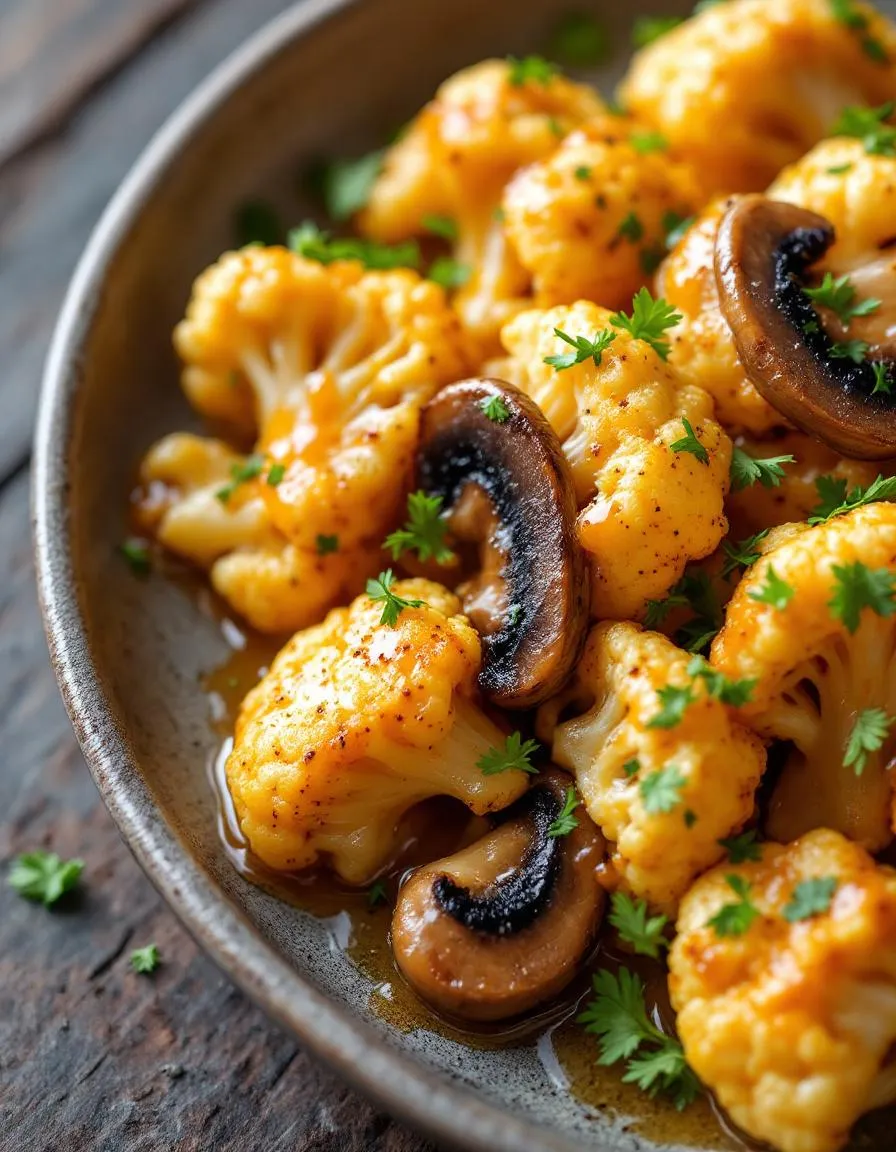 easy-garlic-mushrooms-cauliflower-skillet