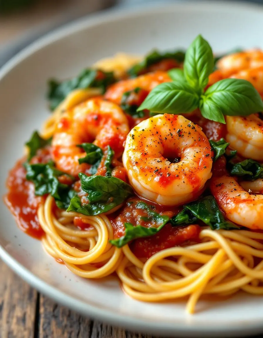 easy-tomato-spinach-shrimp-pasta