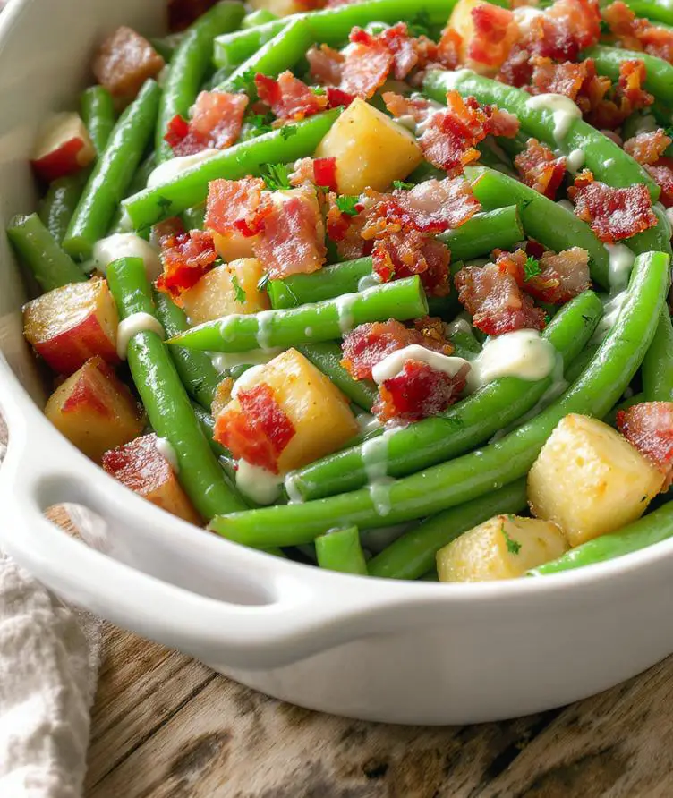 Easy Ranch Green Beans and Potatoes with Bacon
