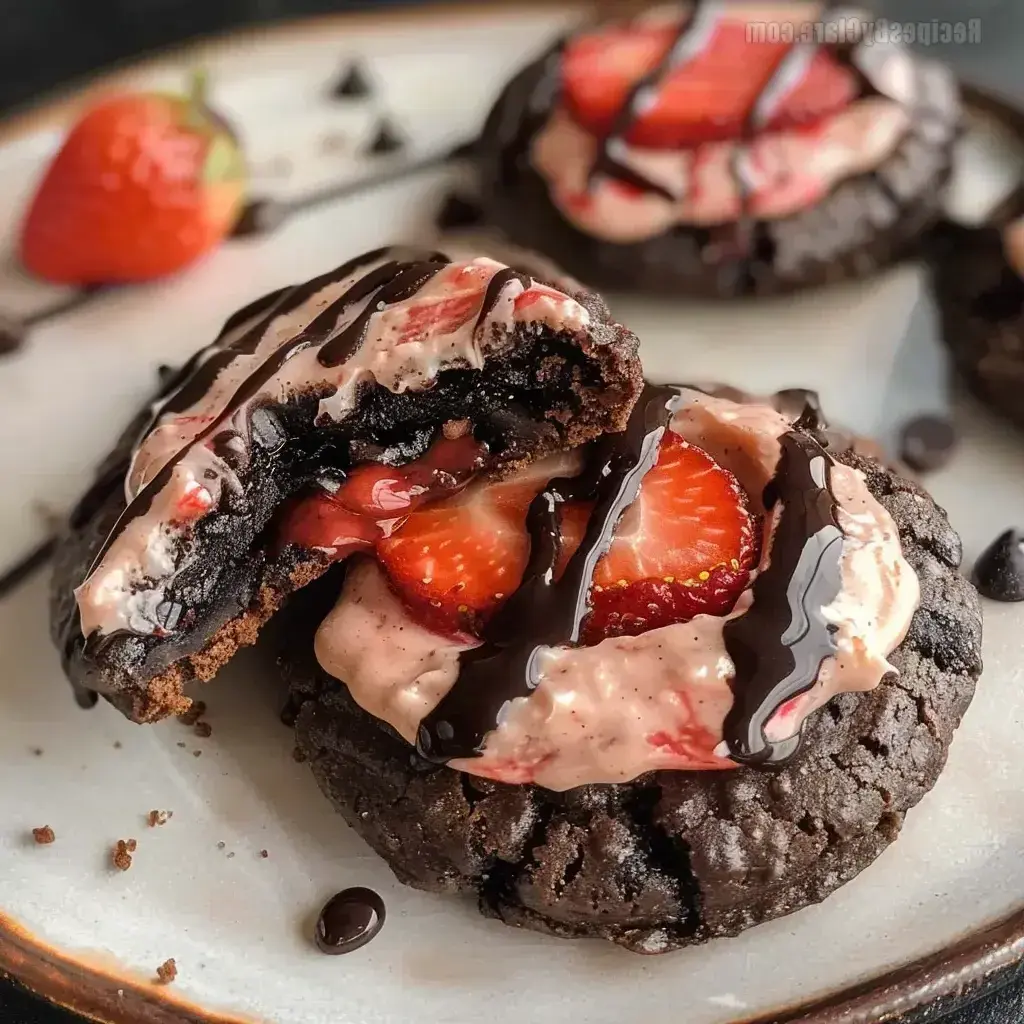 Crumbl Chocolate Strawberry Cheesecake Cookies
