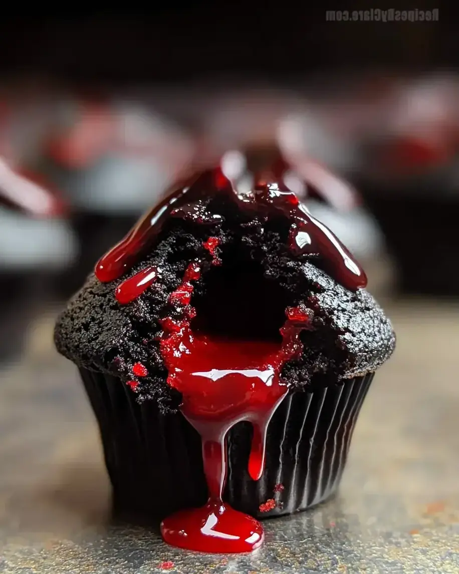 Bleeding Halloween Black Cupcakes