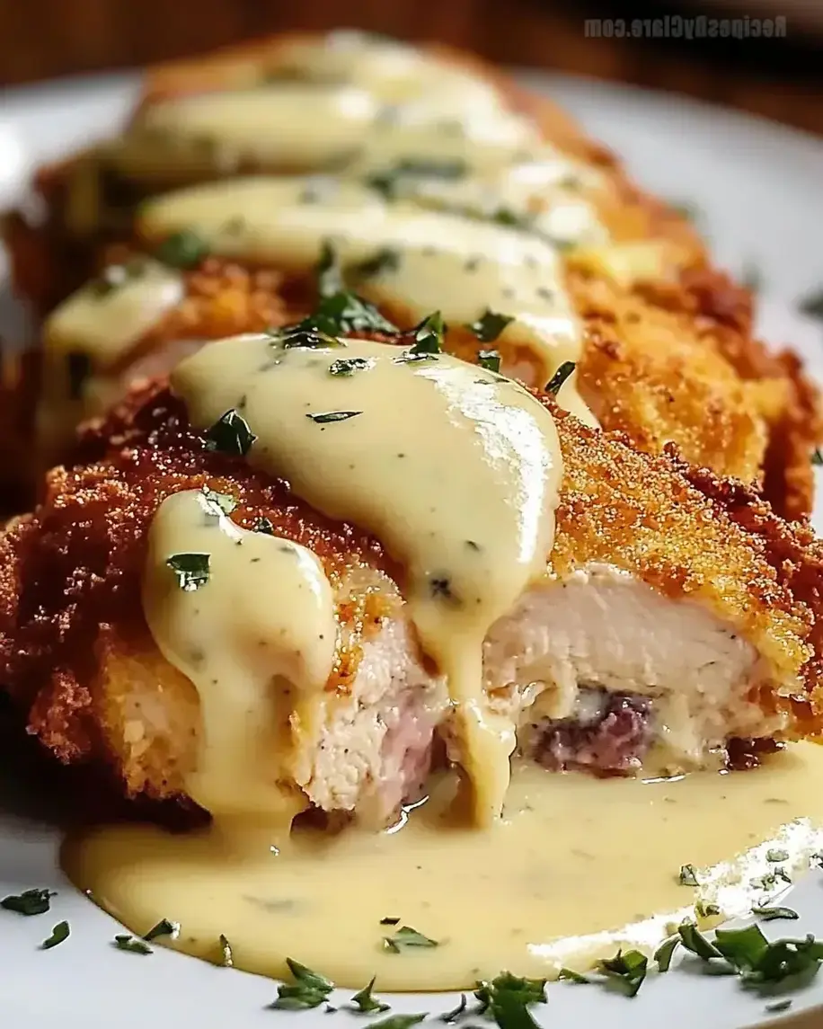 Chicken Cordon Bleu with Swiss Cheese Sauce
