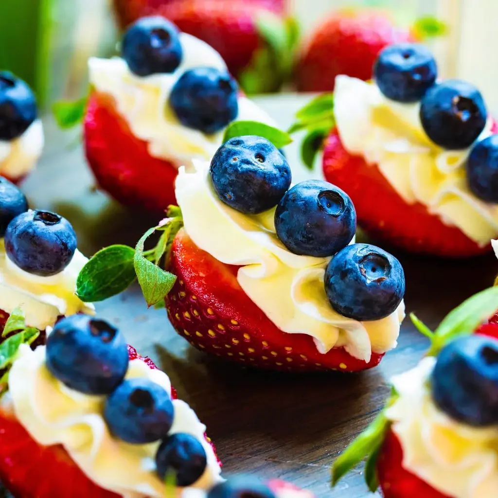 Easy No-Bake Red White Blue Cheesecake Strawberries
