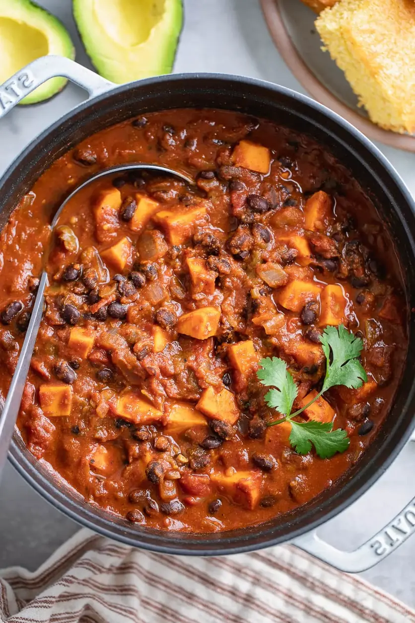 Easy Vegan Sweet Potato Black Bean Chili Recipe