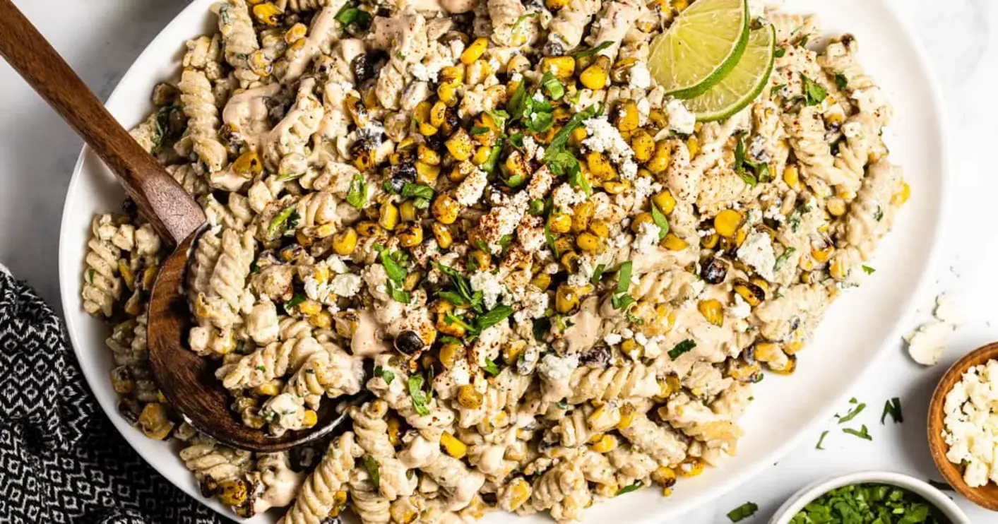 Creamy Street Corn Pasta Salad with Fire-Roasted Corn
