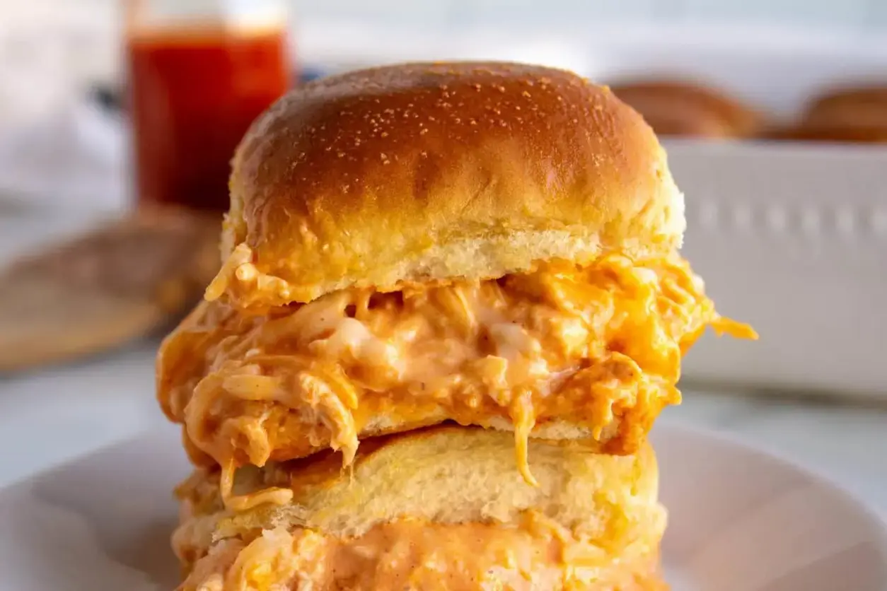 Irresistible Buffalo Chicken Sliders with Hawaiian Rolls