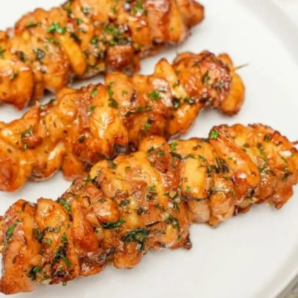 Juicy Air Fryer Chicken Skewers with Garlic Herb Butter