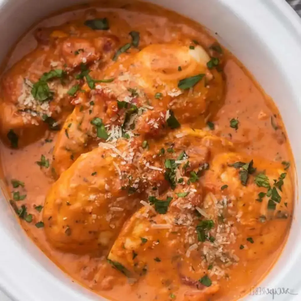 Slow Cooker Creamy Tomato Basil Chicken – Easy &amp; Flavorful Dinner