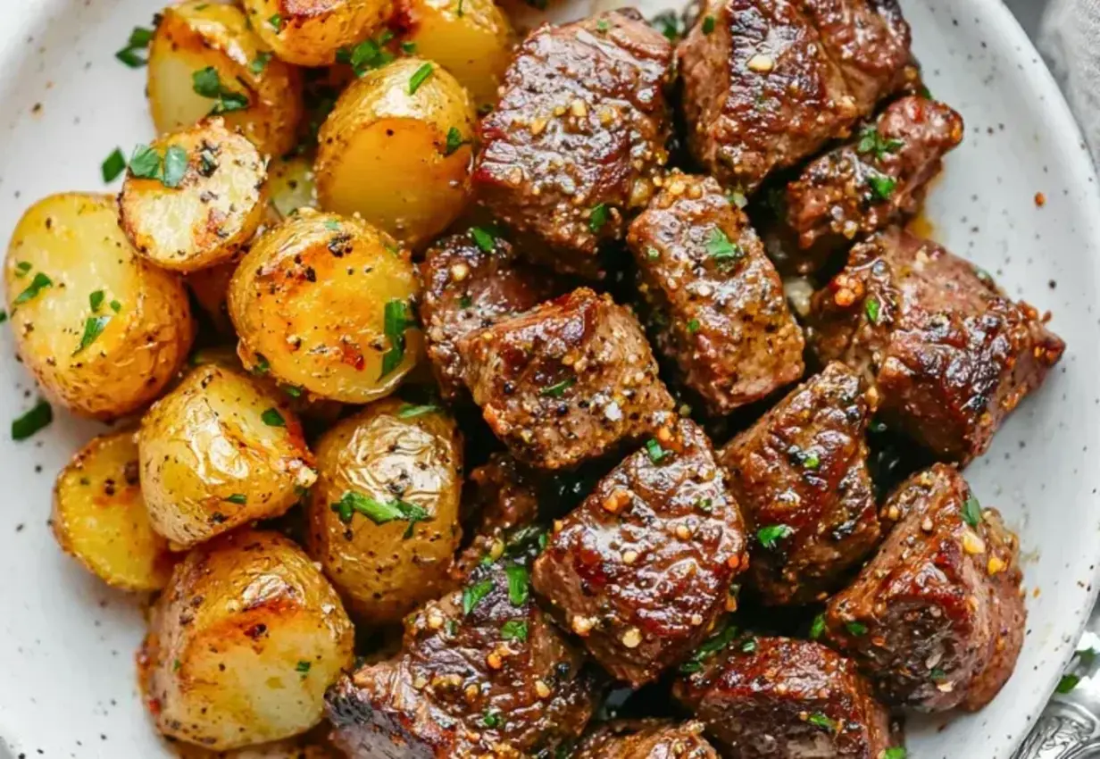 Juicy Garlic Steak Bites and Potatoes – One Pan Perfection